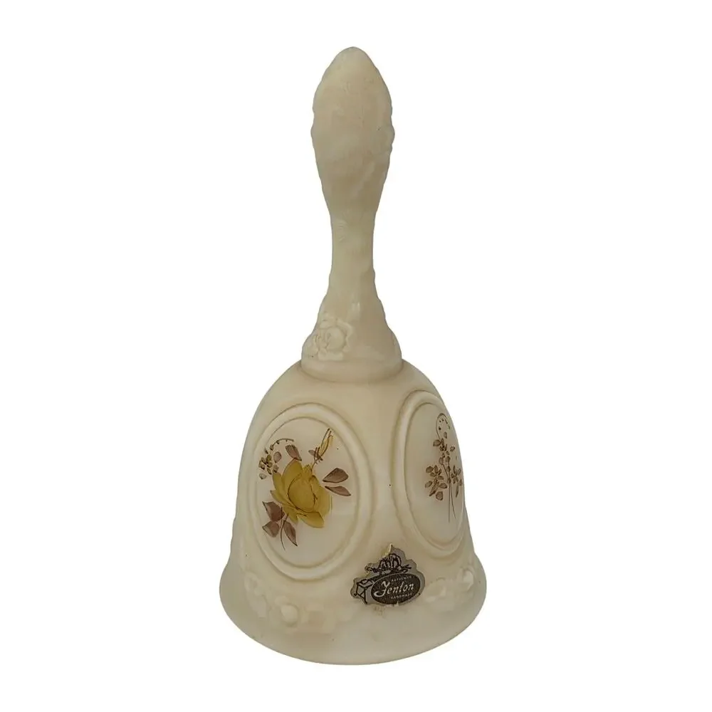 Vintage Fenton Chocolate Rose Satin Custard Glass Bell Signed Pam Bibbee